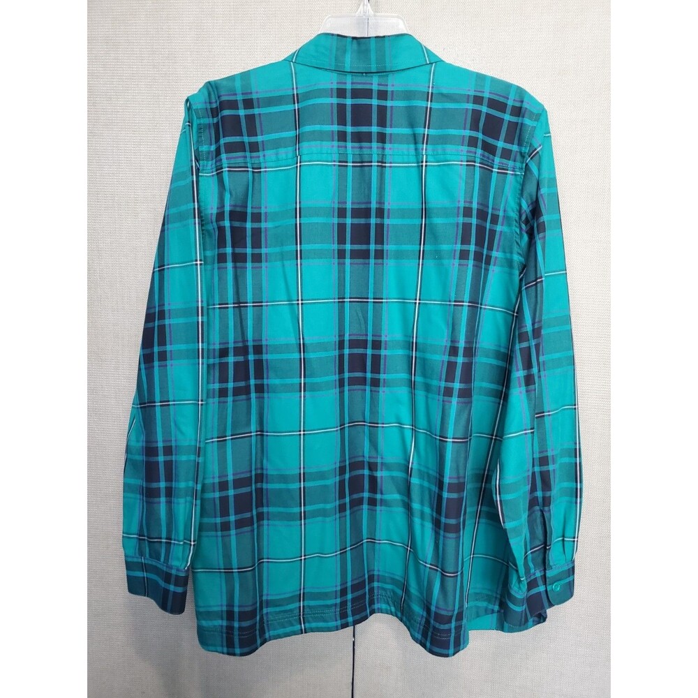 Coldwater Creek Cotton Blend Green Plaid Long Sleeve Button-Up Tunic Size 1X - Picture 4 of 5